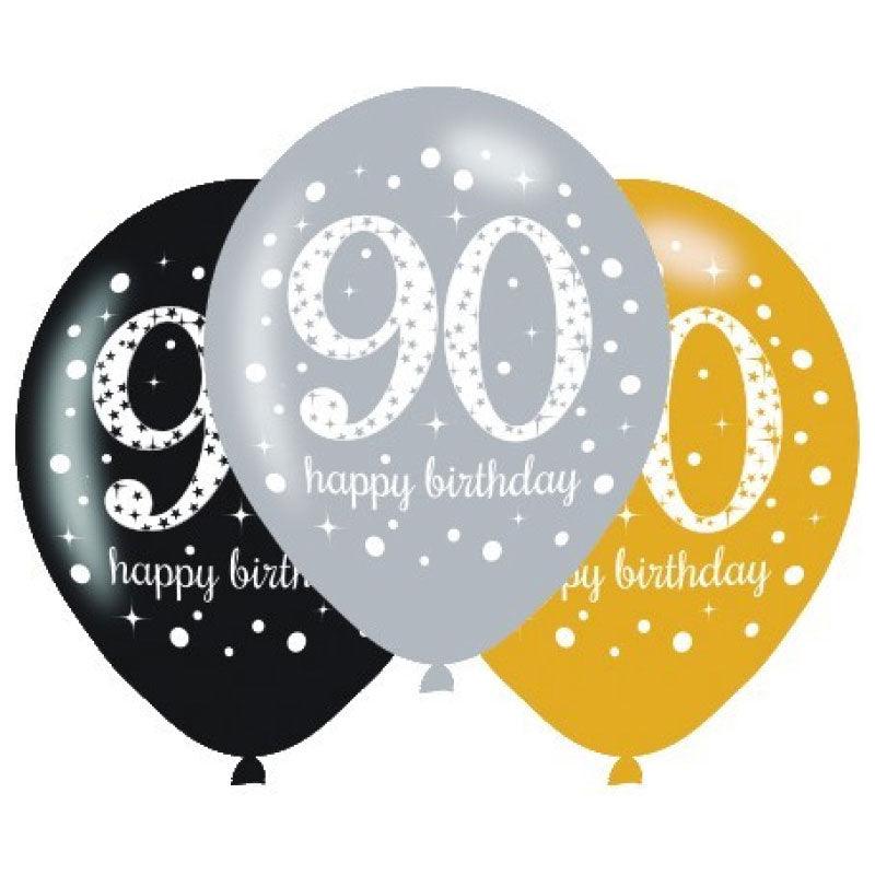 Sparkling 90th Birthday Balloons 6pk - The Party Room