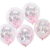 About To Pop! Pink Baby Shower Confetti Balloons 5pk - The Party Room