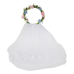 Bride To Be Hen Party Veil with Floral Crown - The Party Room