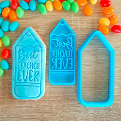 Best Teacher Ever Cookie Cutter & Fondant Stamp - The Party Room