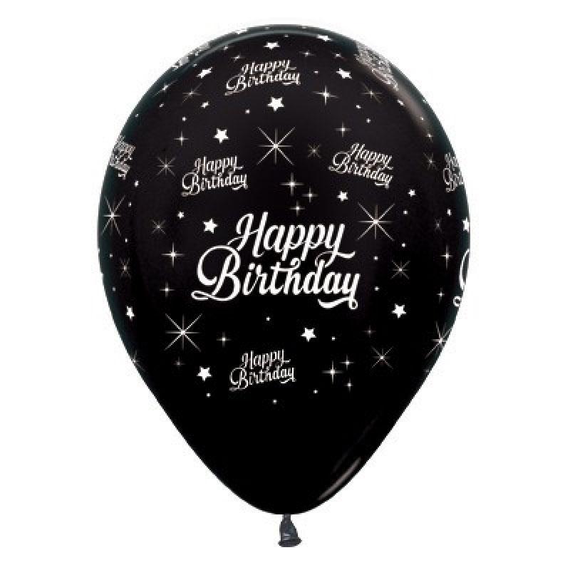 Black Happy Birthday Balloons - The Party Room