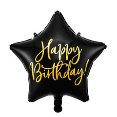 Black Star Happy Birthday Foil Balloon - The Party Room