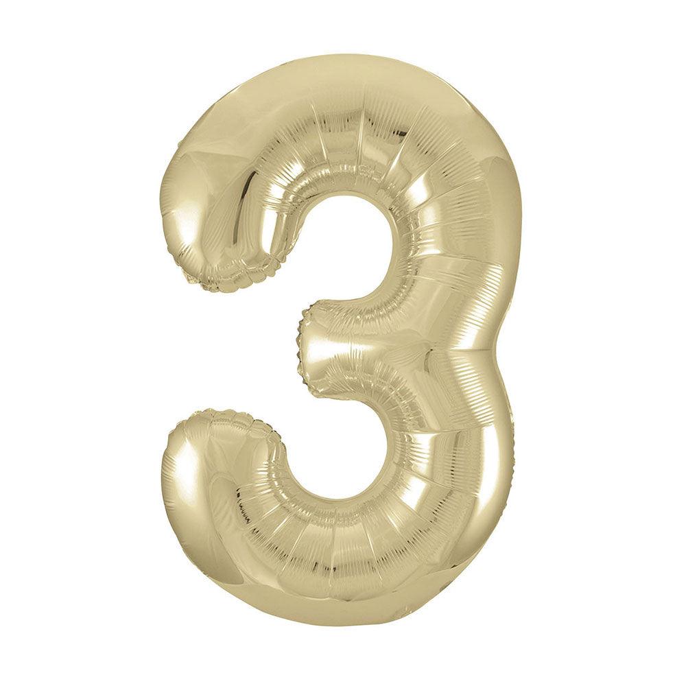 Champagne Giant Foil Number Balloon - 3 - The Party Room