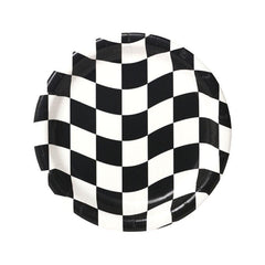 Black & White Checkered Plates - The Party Room