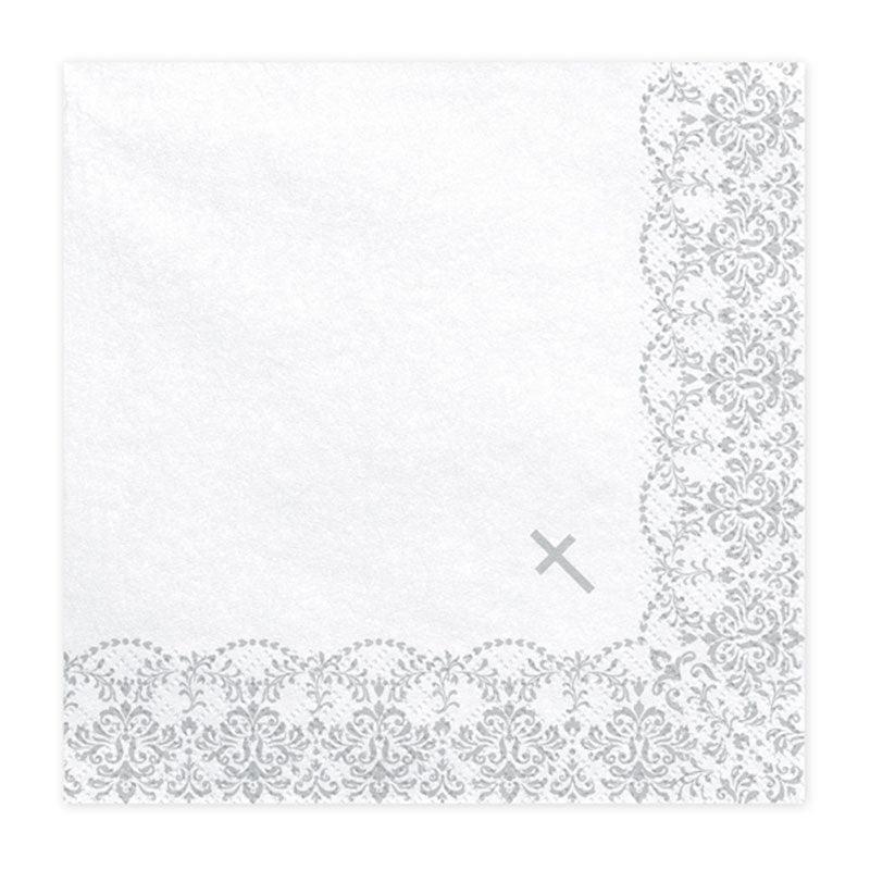 Silver First Communion Napkins 20pk - The Party Room
