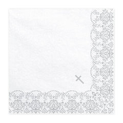 Silver First Communion Napkins 20pk - The Party Room