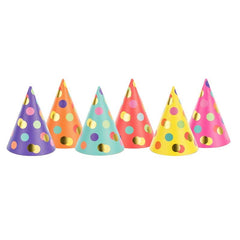 Colourful Dot Party Hats 6pk - The Party Room