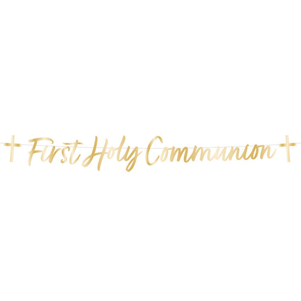 Gold First Holy Communion Banner - The Party Room