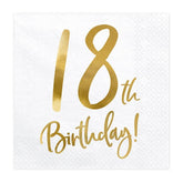 White & Gold 18th Birthday Napkins 20pk - The Party Room