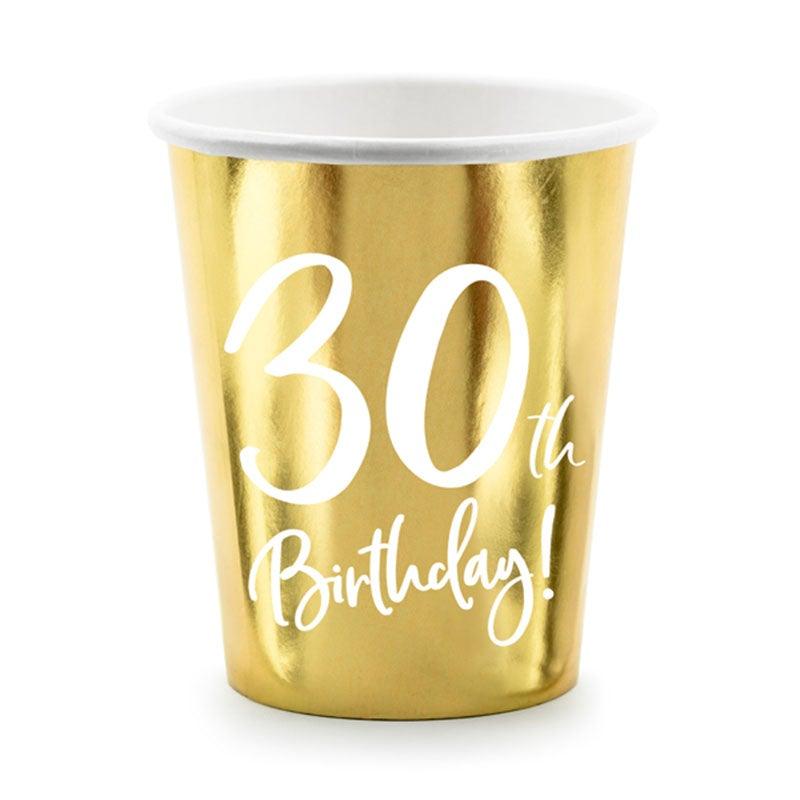 Gold 30th Birthday Cups - The Party Room