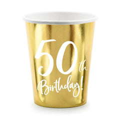 Gold 50th Birthday Cups - The Party Room