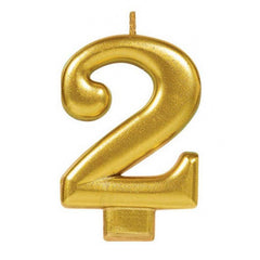 Metallic Gold Candle - Number 2 - The Party Room