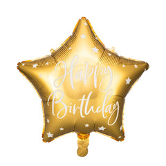 Gold Happy Birthday Star Foil Balloon - The Party Room