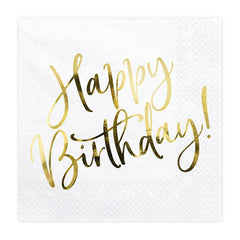 Gold Happy Birthday Napkins - The Party Room