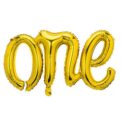 Gold One Script Foil Balloons - The Party Room