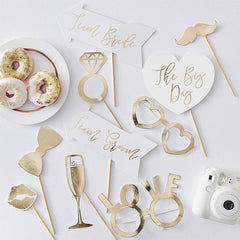 Gold Wedding Photo Booth Props - The Party Room