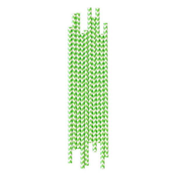 Lime Green Chevron Paper Straws NZ The Party Room