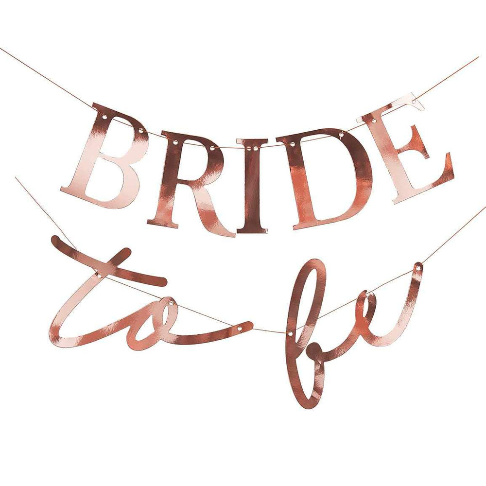 Rose Gold Bride To Be Hen Party Banner - The Party Room