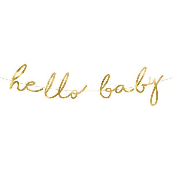 Gold Hello Baby Banner - The Party Room