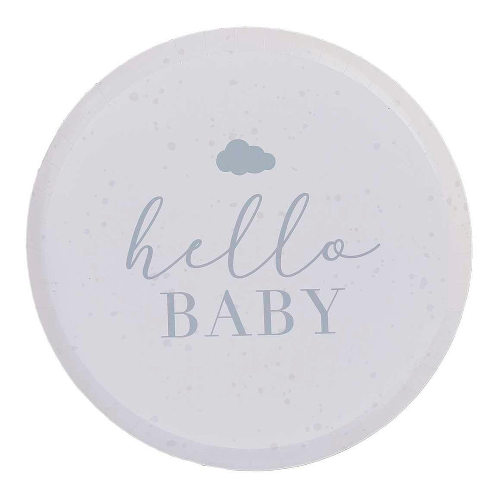 Hello Baby Neutral Baby Shower Plates 8pk - The Party Room