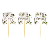 Botanical Hey Baby Cupcake Toppers - The Party Room