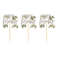 Botanical Hey Baby Cupcake Toppers - The Party Room