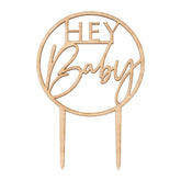 Wooden Hey Baby Shower Cake Topper - The Party Room