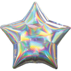 Silver Holographic Iridescent Star Foil Balloons - The Party Room