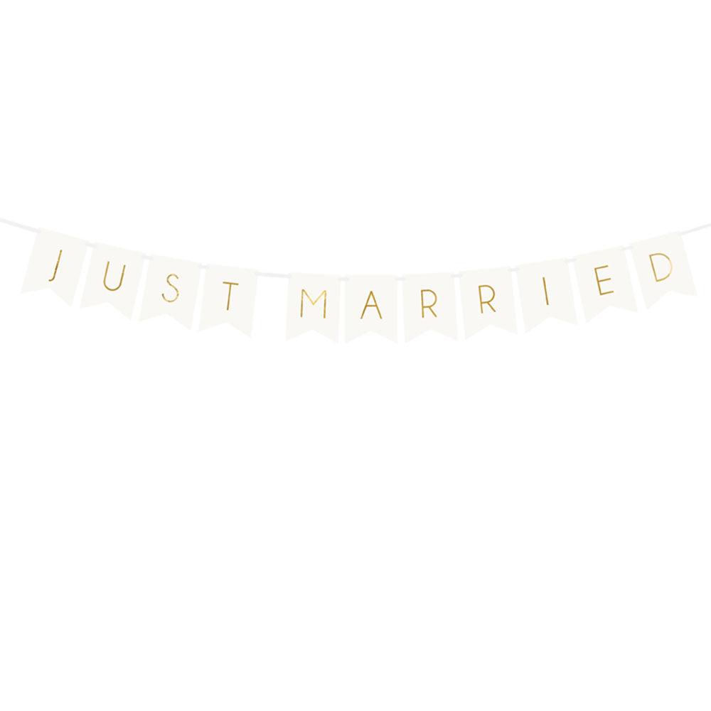 Just Married White Banner - The Party Room