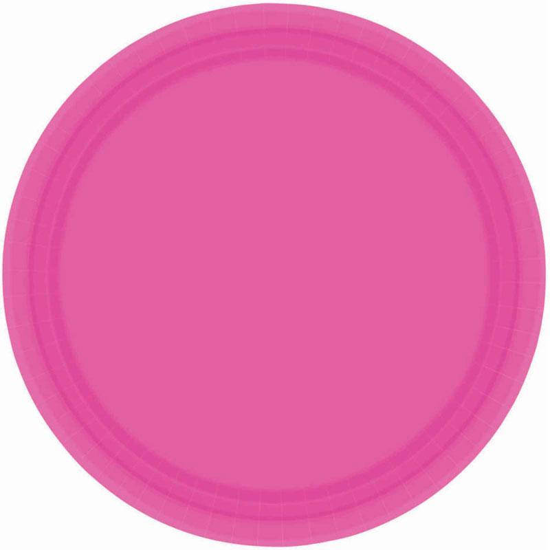 Large Bright Pink Plates (20 Pack) - The Party Room