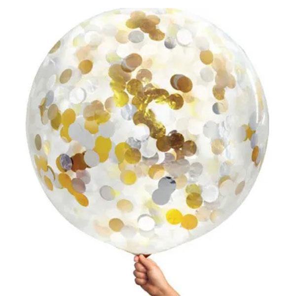 Jumbo 90cm Confetti Balloons Gold & Silver NZ The Party Room