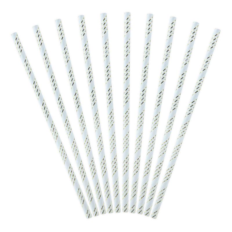Light Blue & Gold Straws 10pk - The Party Room