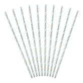 Light Blue & Gold Straws 10pk - The Party Room