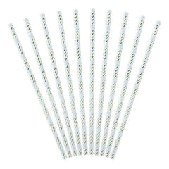 Light Blue & Gold Straws 10pk - The Party Room