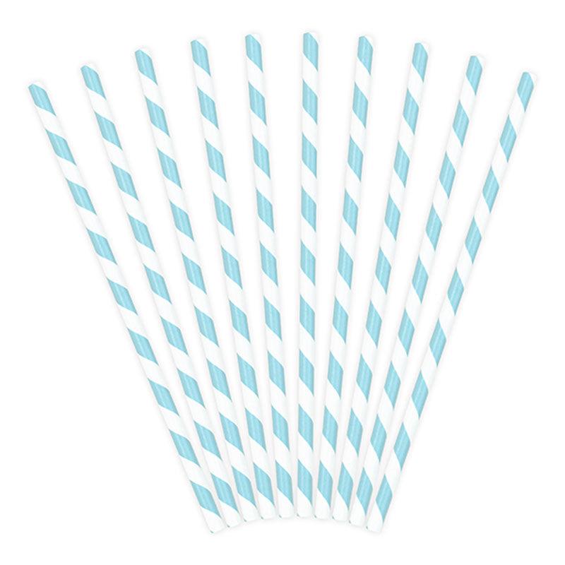Sky-Blue Striped Straws 10pk - The Party Room