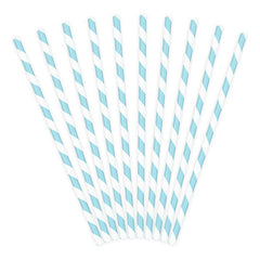 Sky-Blue Striped Straws 10pk - The Party Room