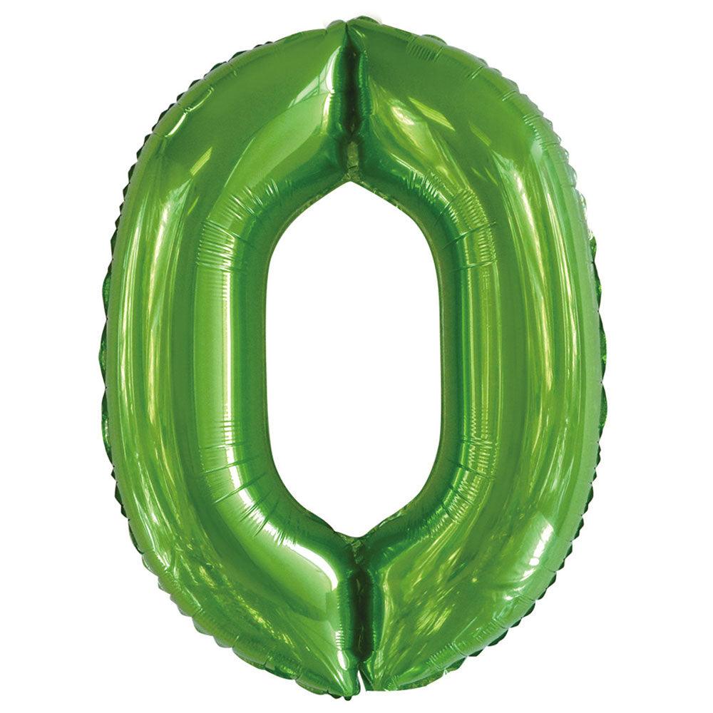 Lime Green Giant Foil Number Balloon - 0 - The Party Room