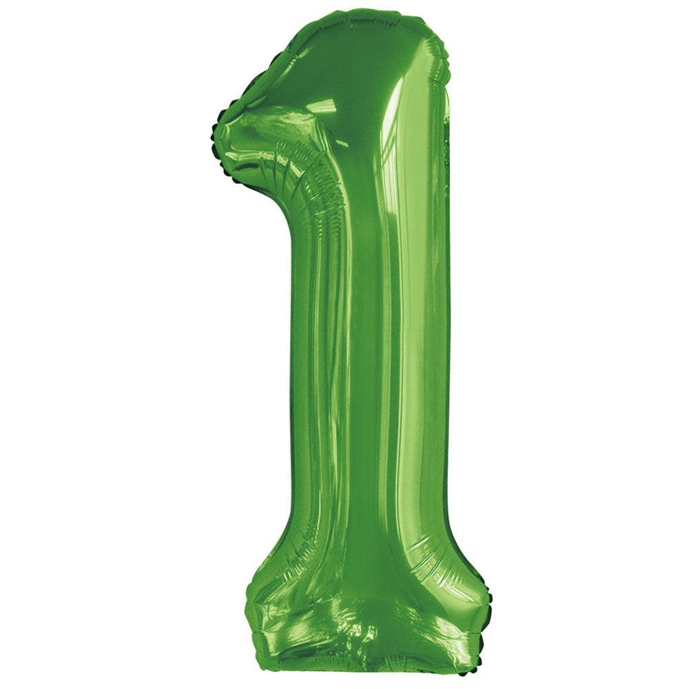 Lime Green Giant Foil Number Balloon - 1 - The Party Room