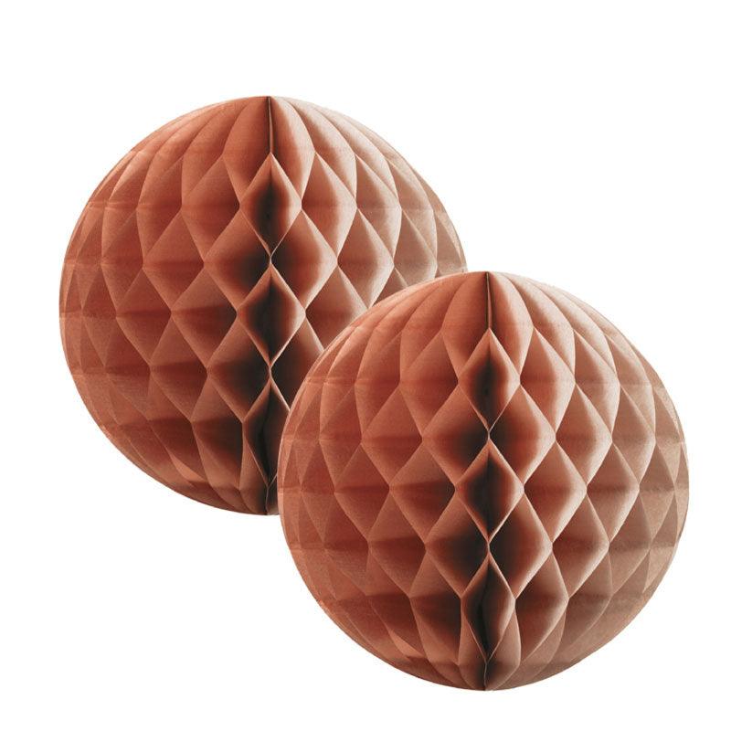 Metallic Rose Gold Honeycomb Balls 15cm 2pk - The Party Room
