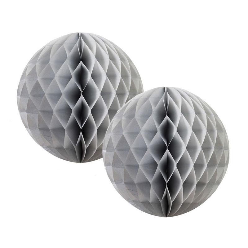 Metallic Silver Honeycomb Balls 15cm 2pk - The Party Room