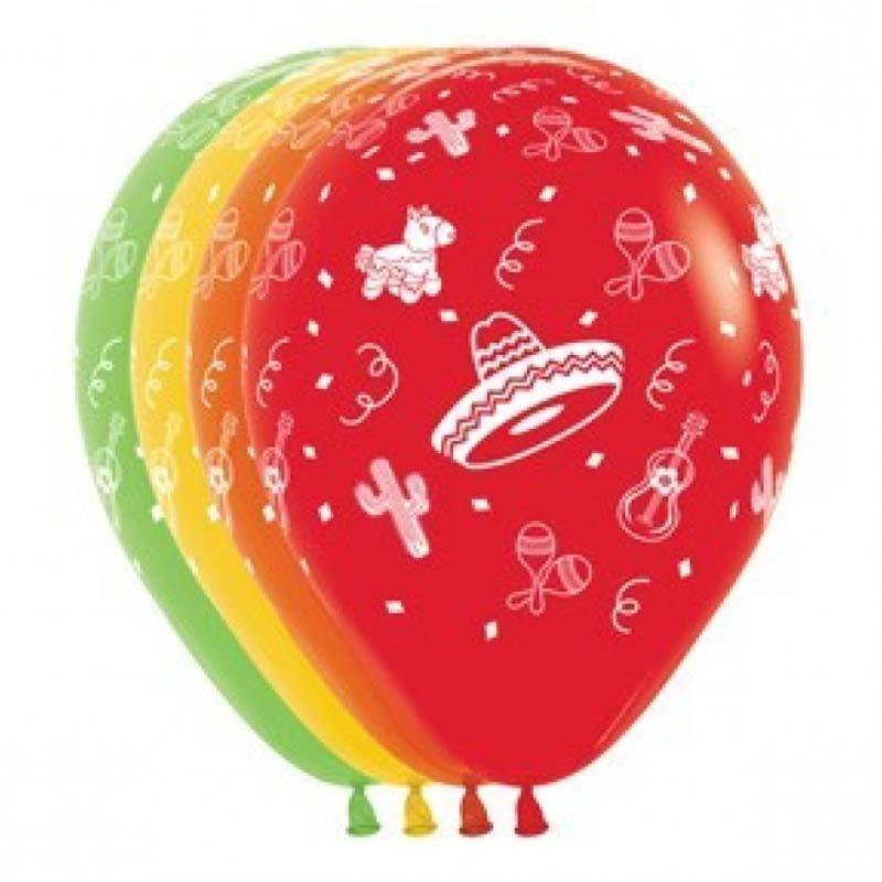 Mexican Fiesta Balloons (12 Pack) - The Party Room