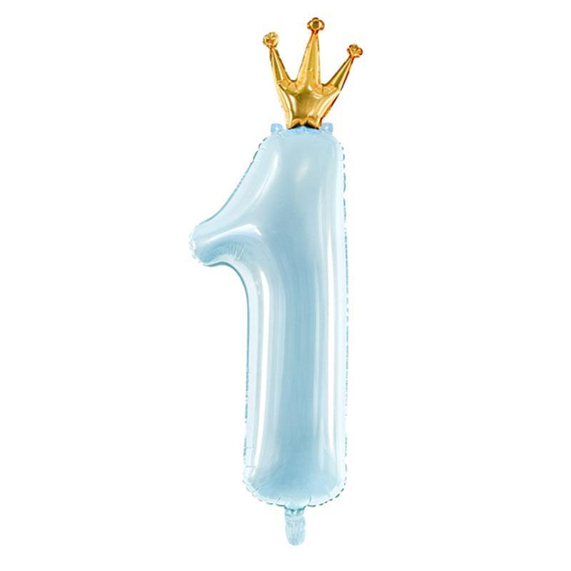 Blue Number 1 Crown Foil Balloon - The Party Room