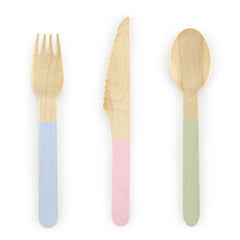 Pastel Wooden Cutlery 18pk - The Party Room