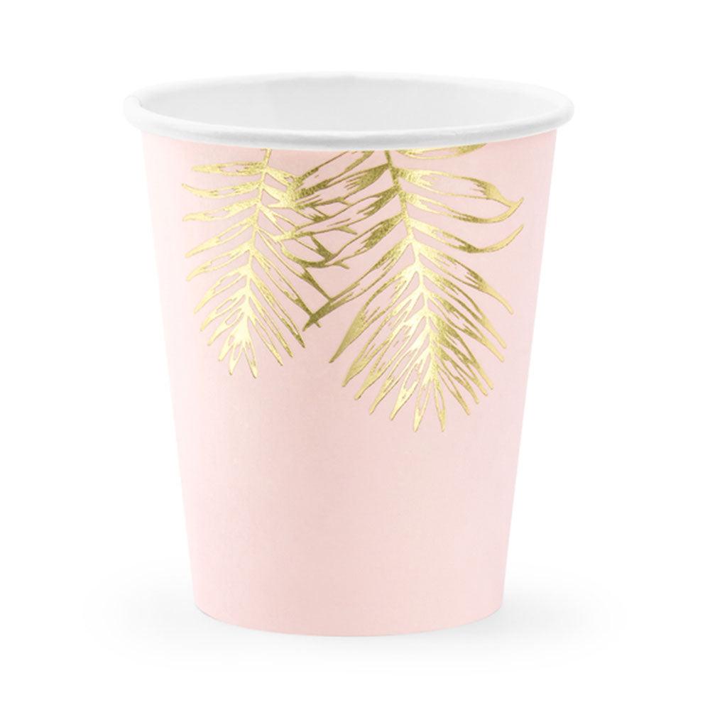 Light Pink Leaf Cups 6pk - The Party Room