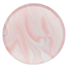 Pink Marble Print Plates 8pk - The Party Room