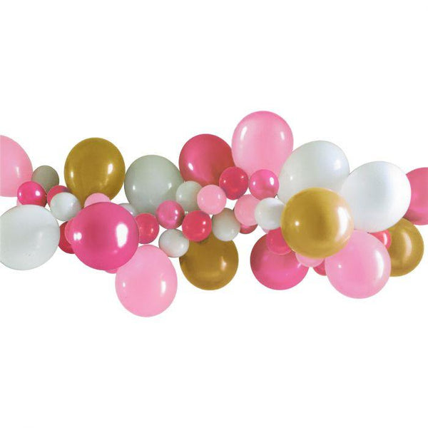 Pink, White & Gold Balloon Garland Kit NZ The Party Room