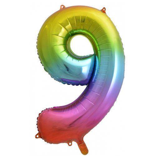 Rainbow Giant Foil Number Balloon - 9 - The Party Room