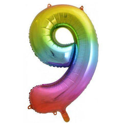 Rainbow Giant Foil Number Balloon - 9 - The Party Room