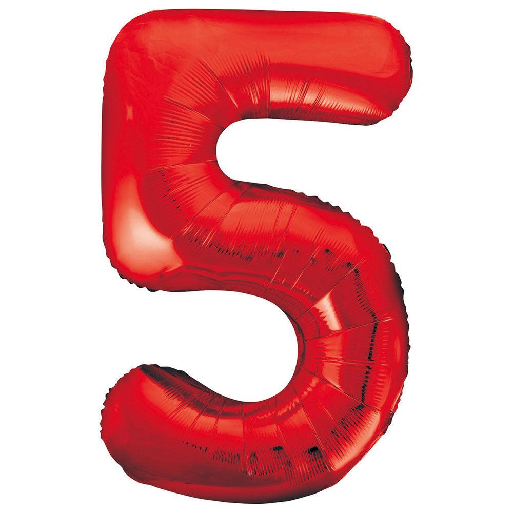 Red Giant Foil Number Balloon - 5 - The Party Room