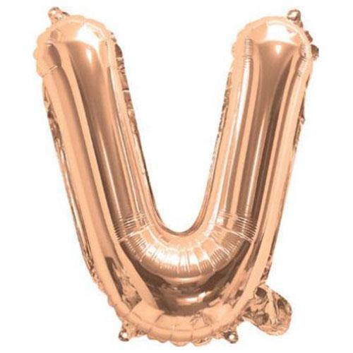 Rose Gold Foil Letter Balloons - V - The Party Room